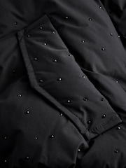 Black Diamanté Shower Resistant Padded Coat (3-16yrs) - Image 9 of 10