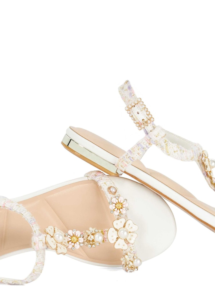 Dune London White Nature T-Bar Flat Sandals - Image 12 of 12