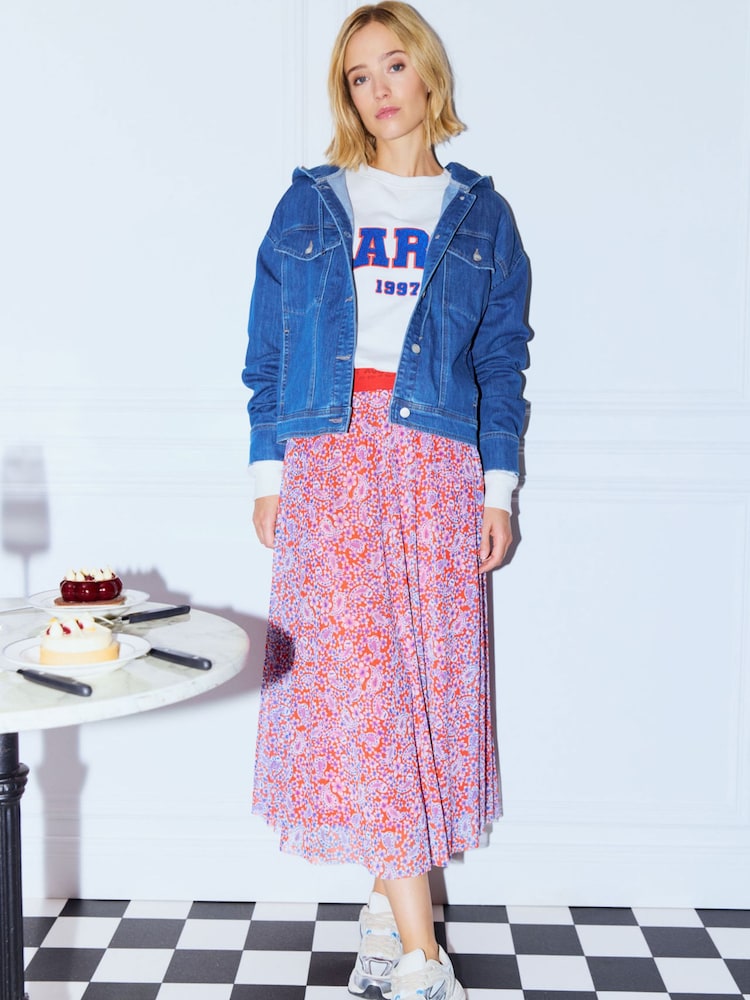 Smith & Soul Orange Flower Print Mesh Skirt - Image 1 of 4