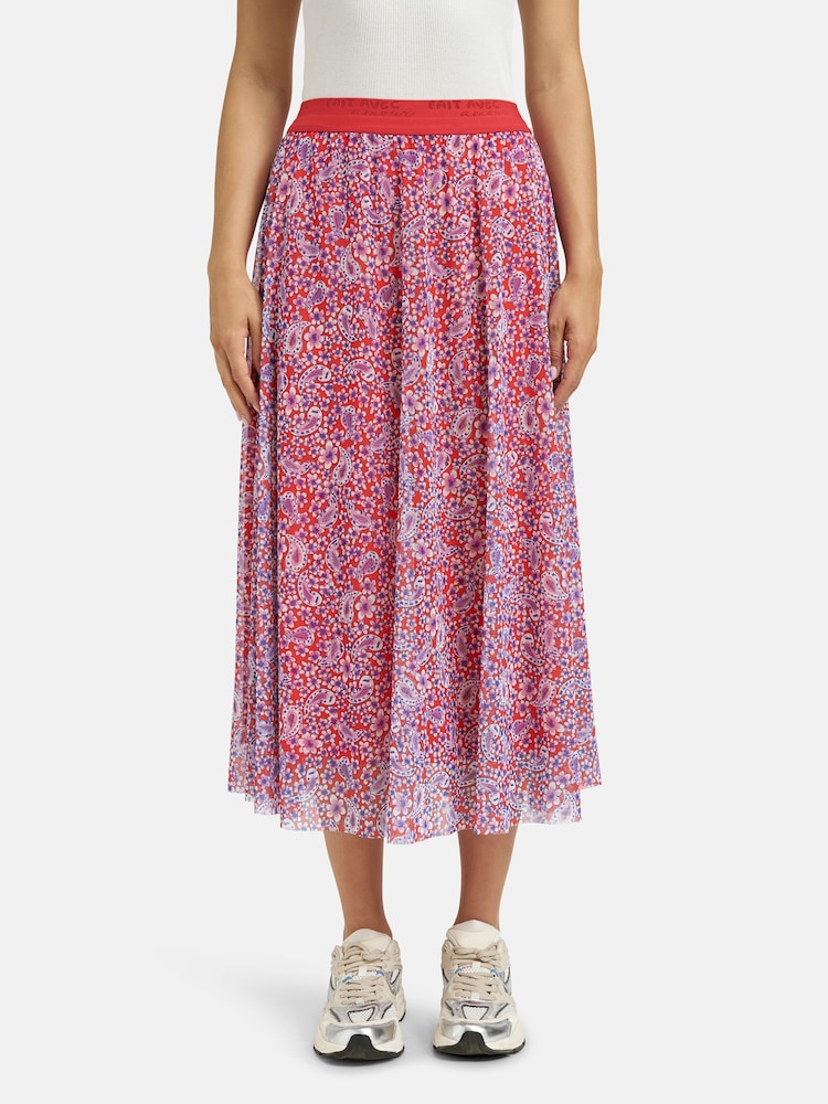 Smith & Soul Orange Flower Print Mesh Skirt - Image 2 of 4