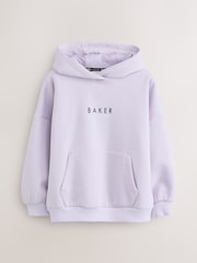 Baker by Ted Baker Lilac Purple Baker by Ted Baker Oversized Graphic Hoodie - Image 2 of 7