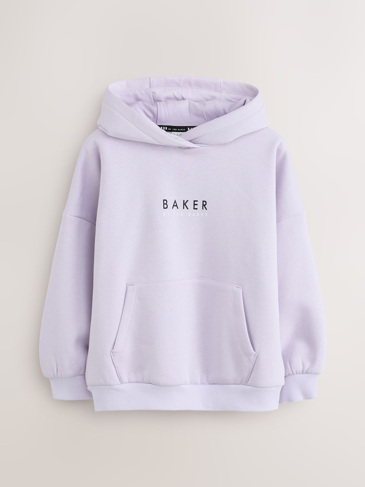 Baker by Ted Baker Lilac Purple Baker by Ted Baker Oversized Graphic Hoodie - Image 2 of 7