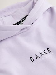 Baker by Ted Baker Lilac Purple Baker by Ted Baker Oversized Graphic Hoodie - Image 4 of 7