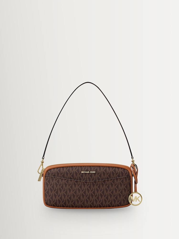 Michael Kors Brown May Small Convertible Pouchette Cross-Body Bag - Image 1 of 5