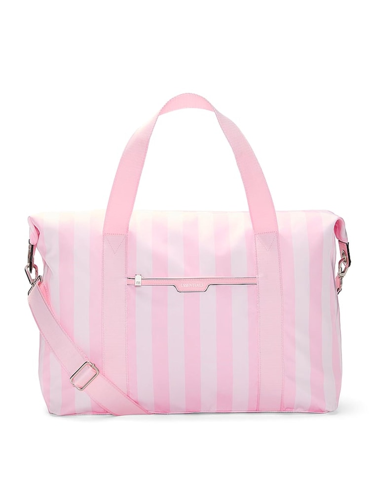 Victoria's Secret Iconic Stripe Pink Overnight Travel Bag - Image 1 of 3
