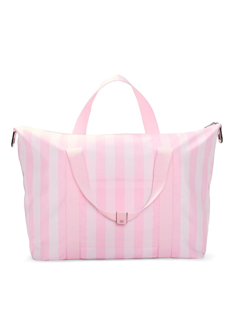 Victoria's Secret Iconic Stripe Pink Overnight Travel Bag - Image 2 of 3