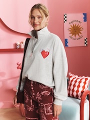 Eleanor Bowmer Grey Good Vibes Quarter Zip Sweat Top - Image 3 of 5