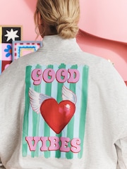 Eleanor Bowmer Grey Good Vibes Quarter Zip Sweat Top - Image 5 of 5