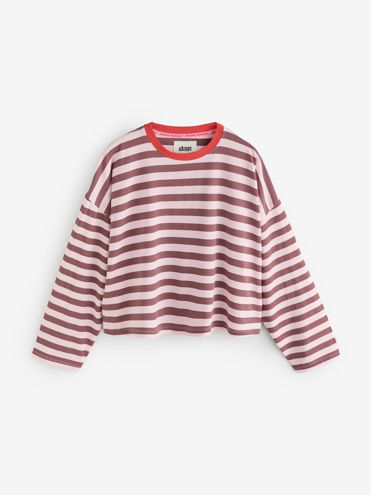 Eleanor Bowmer Pink Stripe Modal Long Sleeve T-Shirt - Image 1 of 4 Eleanor Bowmer Pink Stripe Modal Long Sleeve T-Shirt - Image 1 of 4