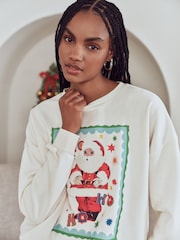 Eleanor Bowmer Cream HO HO HO Santa Sweat Top - Image 2 of 7