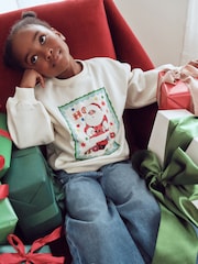 Eleanor Bowmer Cream HO HO HO Santa Sweat Top - Image 5 of 7