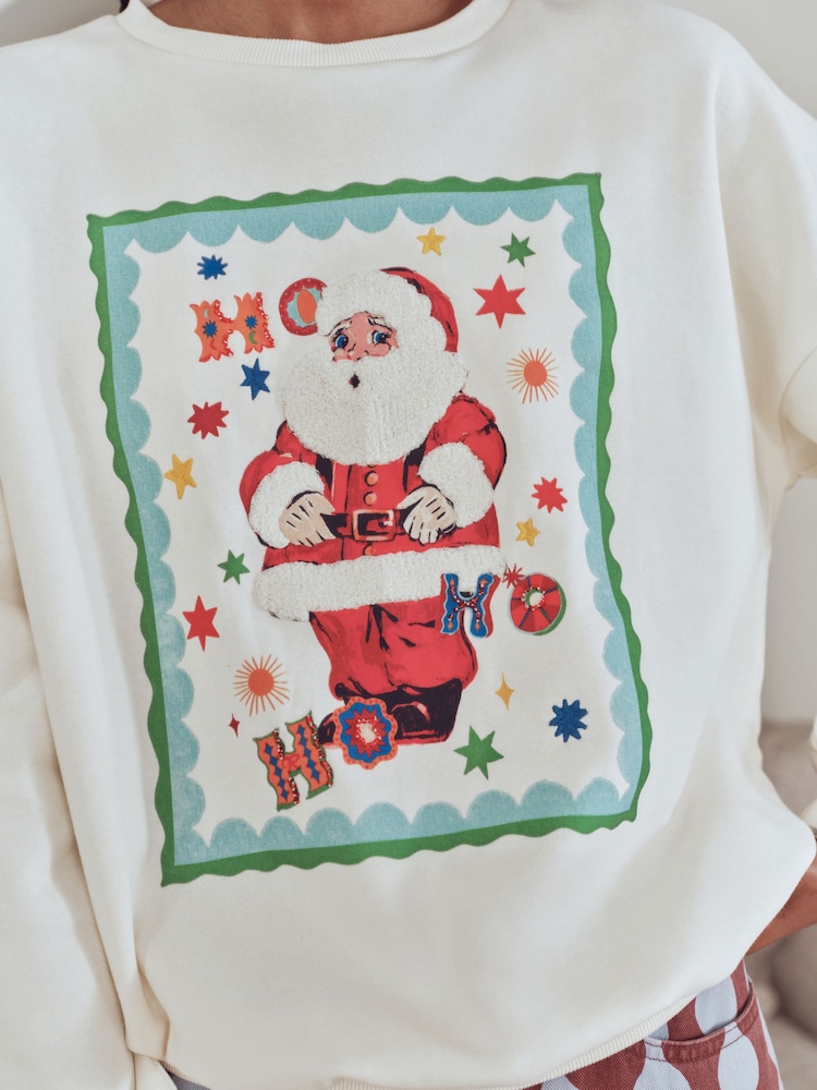 Eleanor Bowmer Cream HO HO HO Santa Sweat Top - Image 7 of 7 Eleanor Bowmer Cream HO HO HO Santa Sweat Top - Image 7 of 7