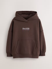 Baker by Ted Baker Brown Baker by Ted Baker Oversized Graphic Hoodie - Image 2 of 7