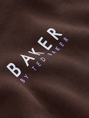 Baker by Ted Baker Brown Baker by Ted Baker Oversized Graphic Hoodie - Image 3 of 7