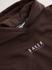 Baker by Ted Baker Brown Baker by Ted Baker Oversized Graphic Hoodie - Image 6 of 7