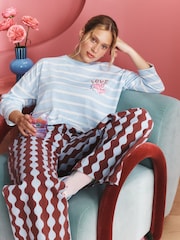 Eleanor Bowmer Blue/Ecru Stripe Modal Long Sleeve T-Shirt - Image 3 of 5