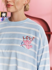 Eleanor Bowmer Blue/Ecru Stripe Modal Long Sleeve T-Shirt - Image 5 of 5