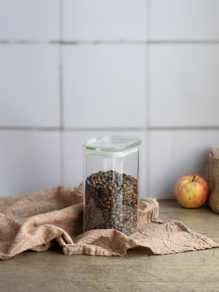 Pebbly Clear Glass Storage Container With Lid 1.2L - Image 2 of 4 Pebbly Clear Glass Storage Container With Lid 1.2L - Image 2 of 4