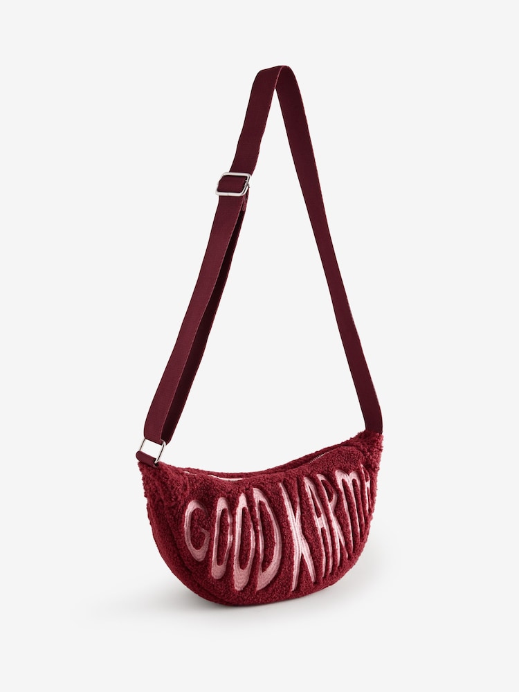Eleanor Bowmer Burgundy Red Borg Good Karma Cross-Body Bag - Image 1 of 7 Eleanor Bowmer Burgundy Red Borg Good Karma Cross-Body Bag - Image 1 of 7