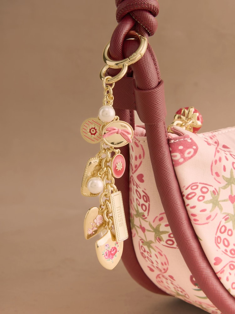 Cath Kidston Gold Tone Spitalfields Silk Floral Bag Charm - Image 1 of 3 Cath Kidston Gold Tone Spitalfields Silk Floral Bag Charm - Image 1 of 3