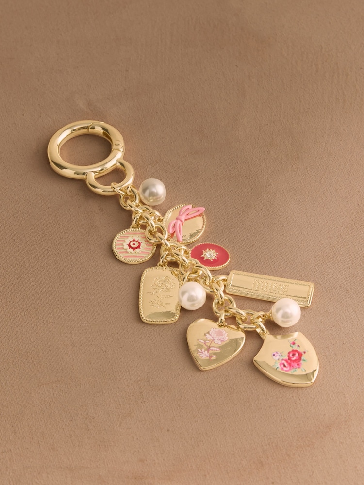 Cath Kidston Gold Tone Spitalfields Silk Floral Bag Charm - Image 2 of 3 Cath Kidston Gold Tone Spitalfields Silk Floral Bag Charm - Image 2 of 3
