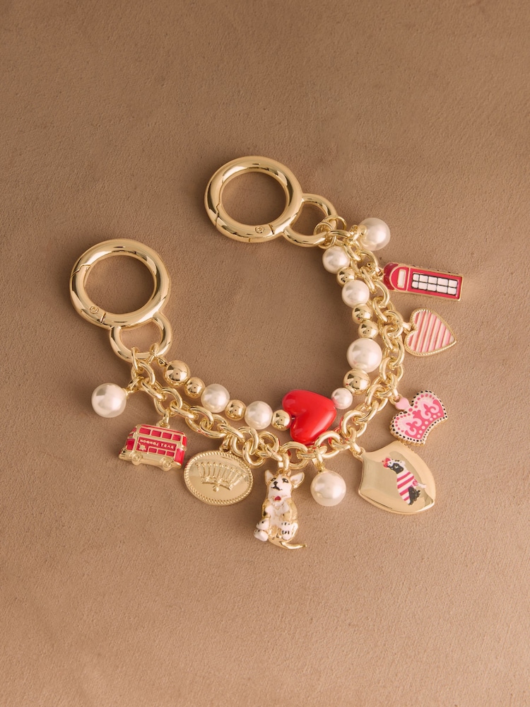 Cath Kidston Gold Tone Queenie London Double Bag Charm - Image 2 of 3 Cath Kidston Gold Tone Queenie London Double Bag Charm - Image 2 of 3