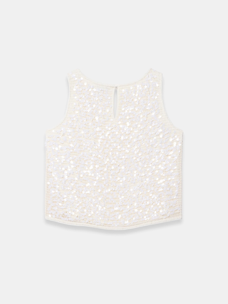 Mint Velvet White Sequin Sleeveless Top - Image 8 of 8 Mint Velvet White Sequin Sleeveless Top - Image 8 of 8