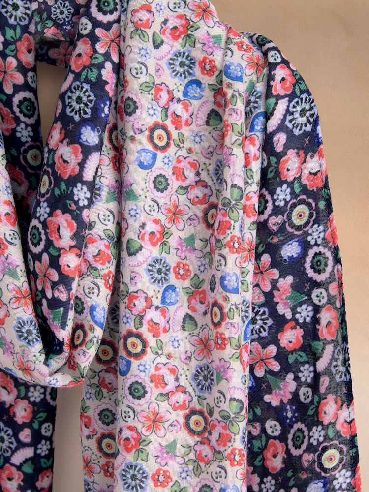 Cath Kidston Pink Pearly Queen Ditsy Print Scarf - Image 2 of 3