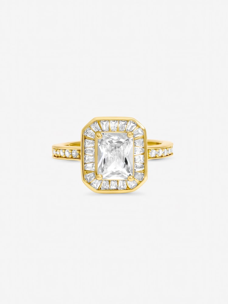Jon Richard Gold Tone Emerald Cut Cubic Zirconia Ring - Image 1 of 1