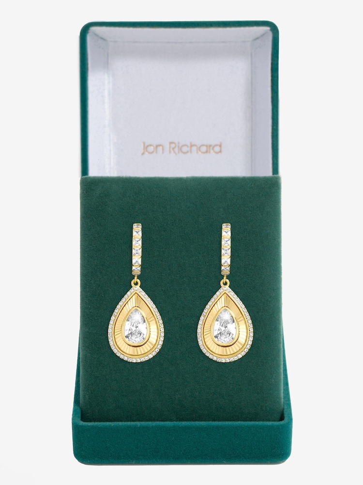 Jon Richard Gold Tone Diamond Cut Peardrop Earrings - Image 1 of 2 Jon Richard Gold Tone Diamond Cut Peardrop Earrings - Image 1 of 2