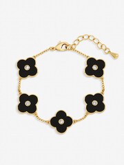 Jon Richard Jet Black Mother of Pearl Polished Clover Bracelet - Image 1 of 3