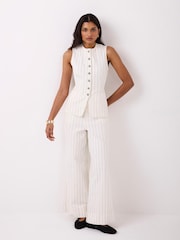 Mint Velvet White Pinstripe Denim Waistcoat - Image 5 of 8