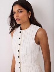 Mint Velvet White Pinstripe Denim Waistcoat - Image 6 of 8