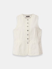 Mint Velvet White Pinstripe Denim Waistcoat - Image 7 of 8