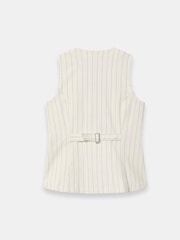 Mint Velvet White Pinstripe Denim Waistcoat - Image 8 of 8