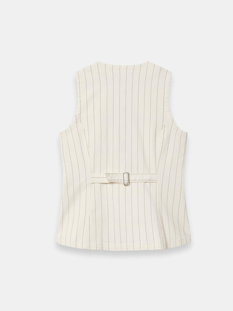 Mint Velvet White Pinstripe Denim Waistcoat - Image 8 of 8 Mint Velvet White Pinstripe Denim Waistcoat - Image 8 of 8