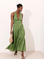 Mint Velvet Cotton Halter Maxi Dress - Image 2 of 8