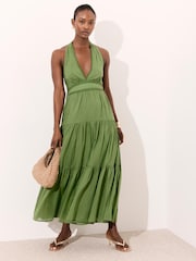 Mint Velvet Cotton Halter Maxi Dress - Image 5 of 8