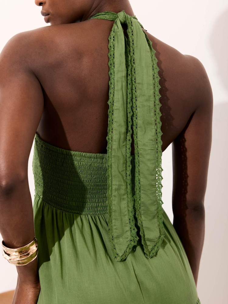 Buy Mint Velvet Green Cotton Halter Maxi Dress from Next USA