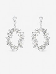 Jon Richard Silver Tone Crystal and Freshweater Pearl Open Earrings - Image 1 of 3