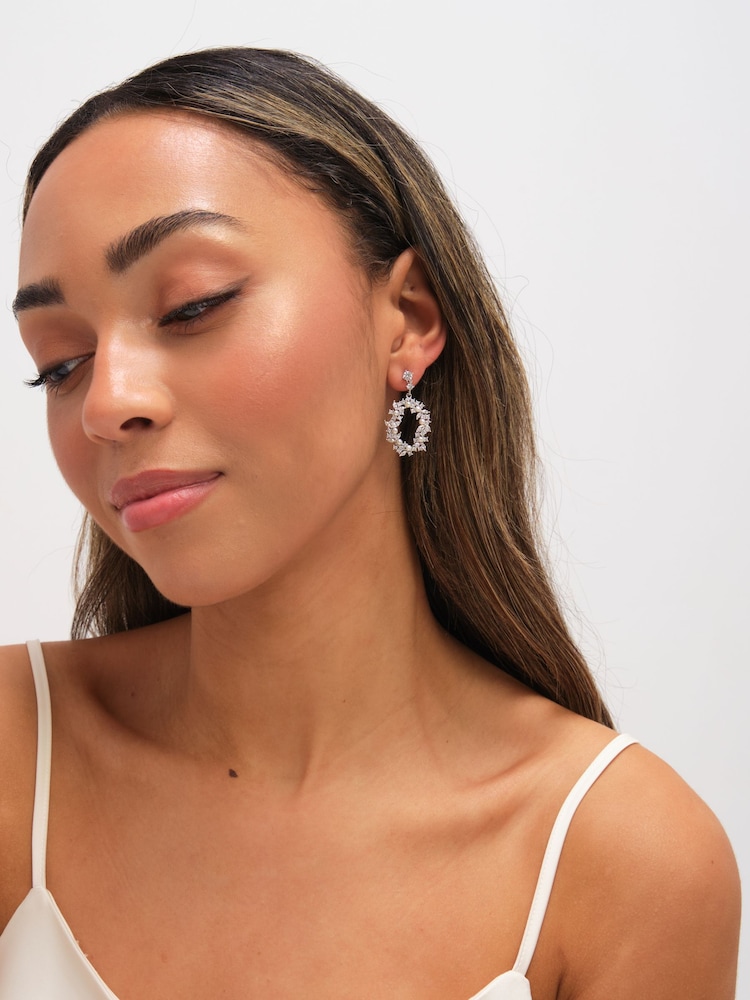 Jon Richard Silver Tone Crystal and Freshweater Pearl Open Earrings - Image 2 of 3