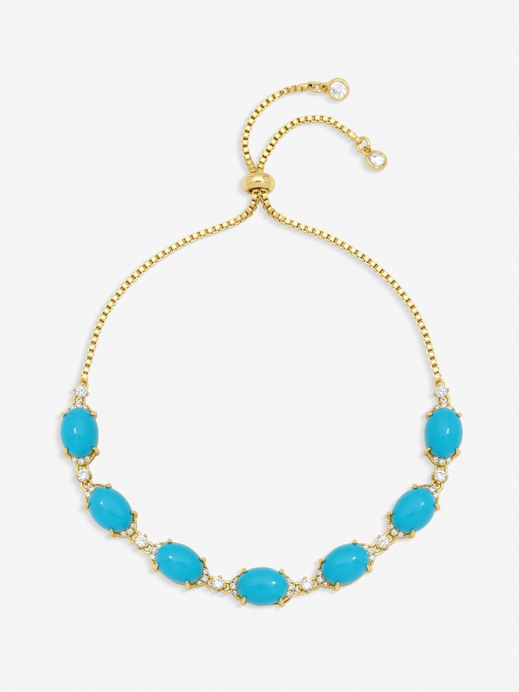 Jon Richard Gold Tone Turquoise Stone Bracelet - Image 1 of 3