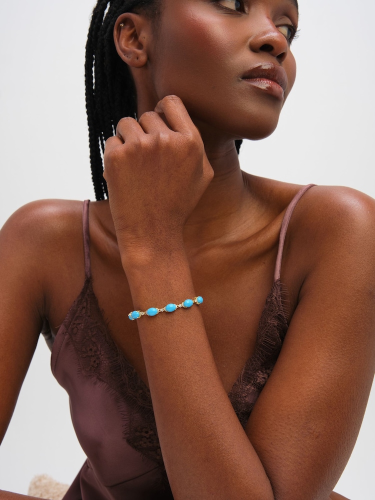 Jon Richard Gold Tone Turquoise Stone Bracelet - Image 2 of 3