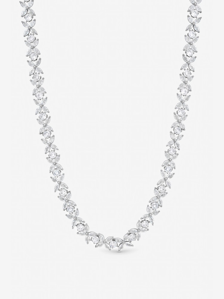 Jon Richard Silver Tone Cubic Zirconia Floral Necklace - Image 1 of 1