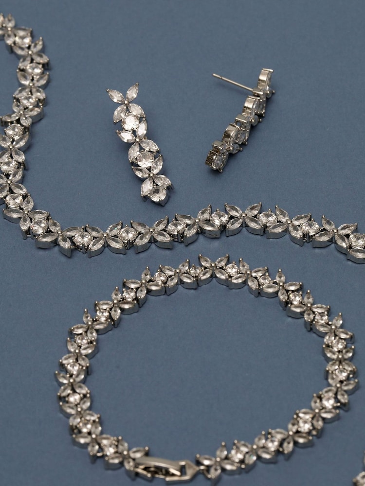 Jon Richard Silver Tone Cubic Zirconia Floral Necklace - Image 2 of 2