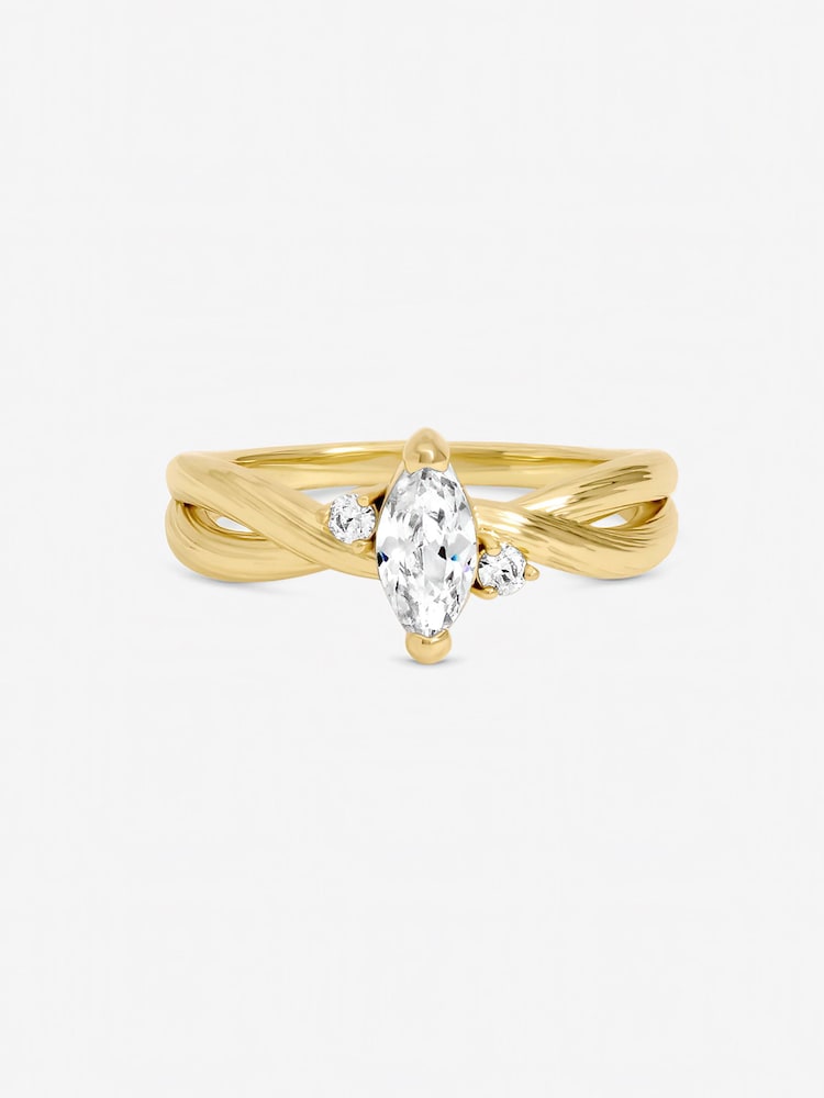 Jon Richard Gold Tone Navette Cubic Zirconia Ring - Image 1 of 1