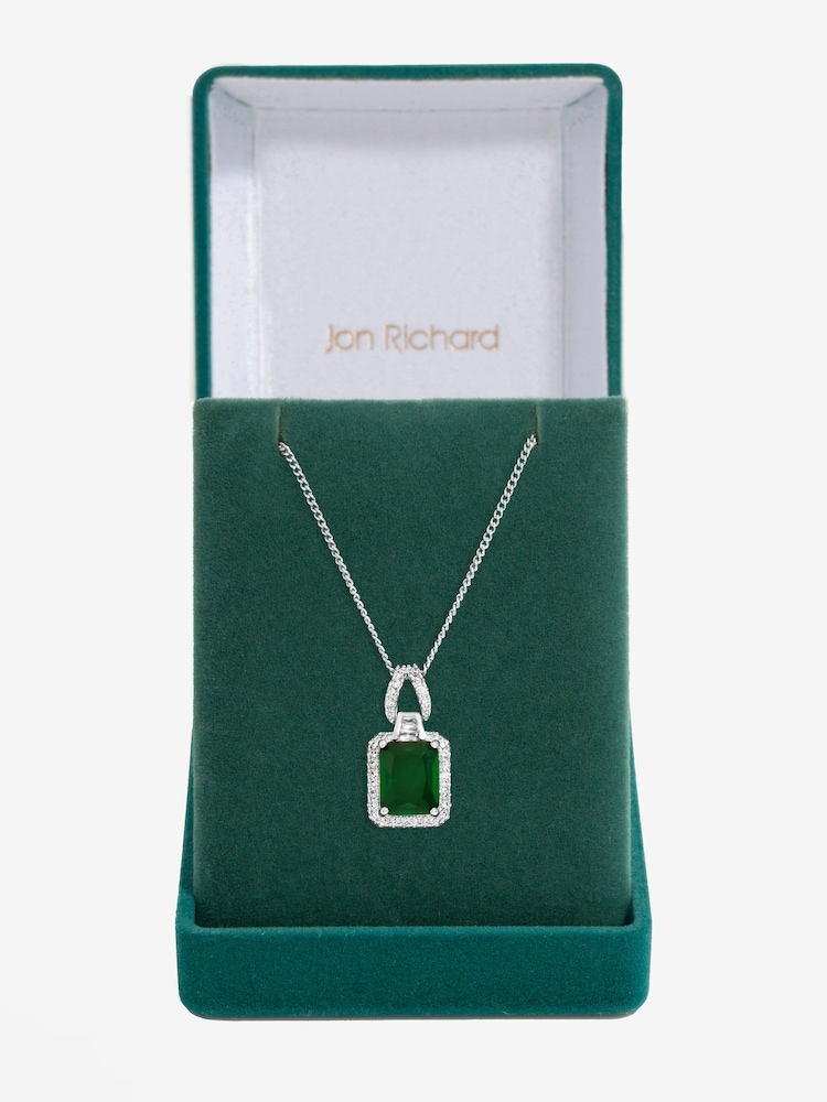Jon Richard Silver Tone Cubic Zirconia Emerald Perfume Bottle Pendant - Image 1 of 2