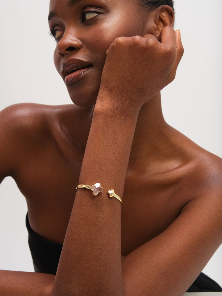 Jon Richard Gold Tone Crystal Clover Bangle - Image 3 of 3