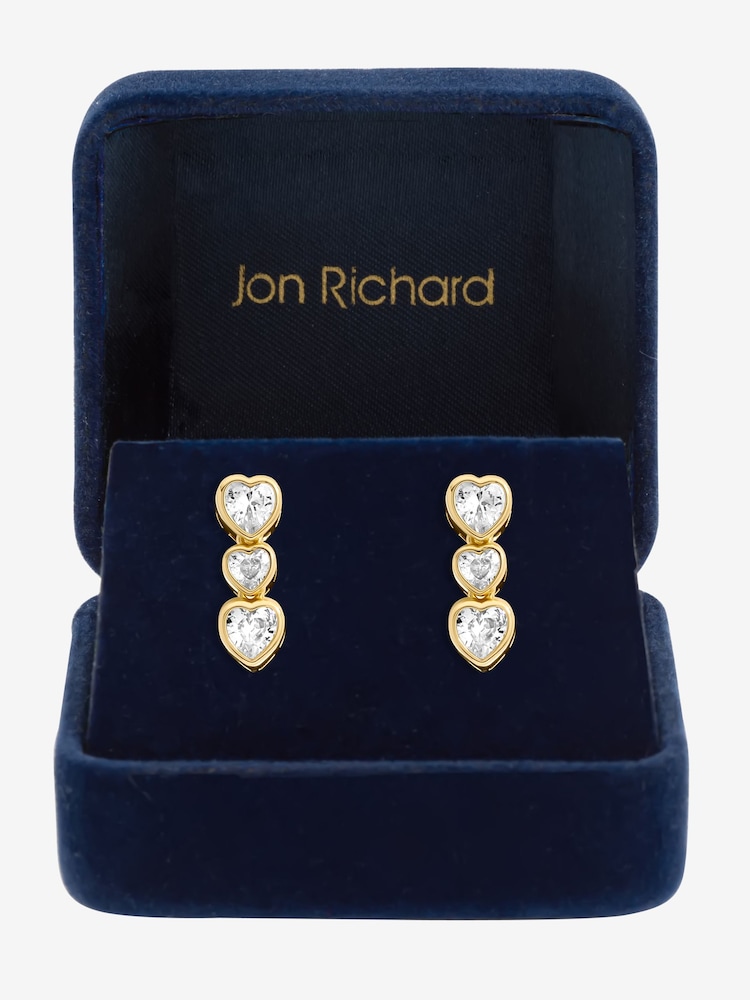 Jon Richard Gold Tone Cubic Zirconia Heart Drop Earrings - Image 1 of 2