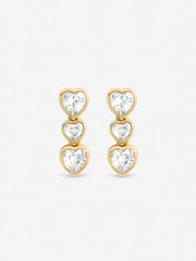 Jon Richard Gold Tone Cubic Zirconia Heart Drop Earrings - Image 2 of 2